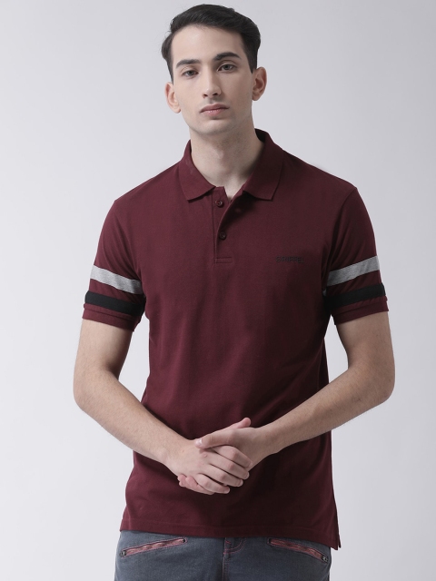 

GRIFFEL Men Maroon Solid Polo Collar T-Shirt