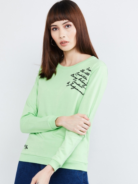 

max Women Green Printed Sweatshirt