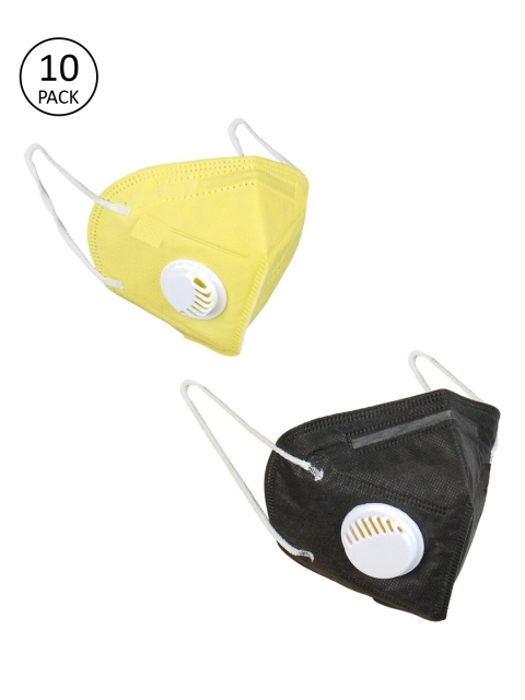 

OOMPH Unisex 10 Pcs Anti-Pollution 5-Layer Reusable Valved KN95 Masks, Yellow