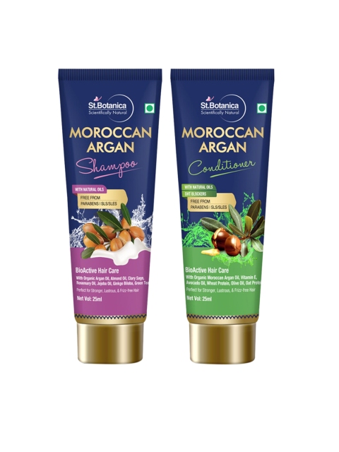 

St.Botanica Unisex Moroccan Argan Hair Shampoo & Conditioner 25 ml Each, Blue