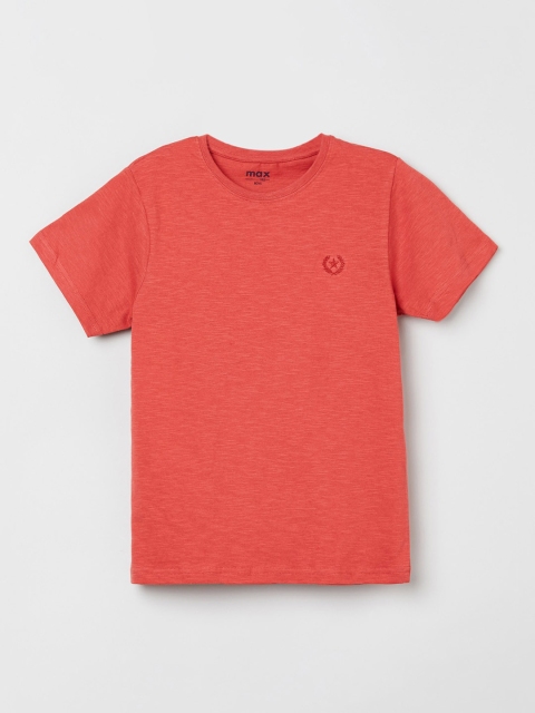 

max Boys Coral Solid Round Neck T-shirt