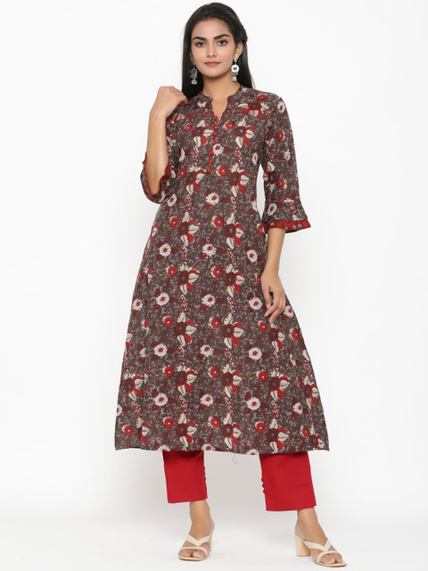 

RANGMAYEE Women Brown & Red Printed Kurta with Trousers