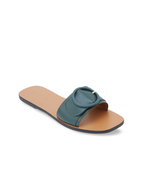 

CHARLES & KEITH Women Green Embellished PU Open Toe Flats