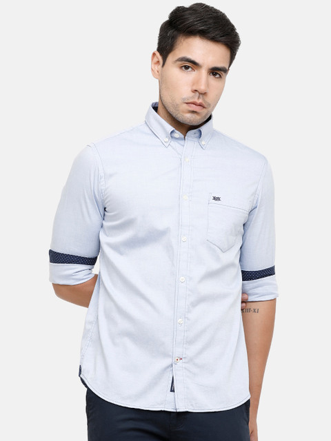 

Double Two Men Blue Slim Fit Solid Casual Shirt