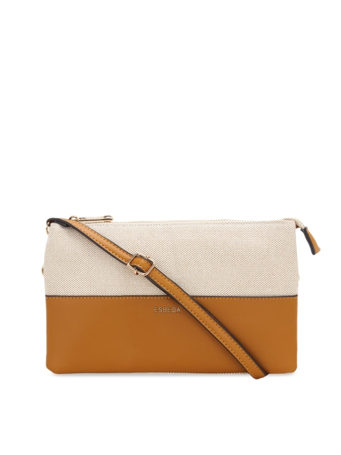 

ESBEDA Tan Brown & Off-White Colourblocked Sling Bag