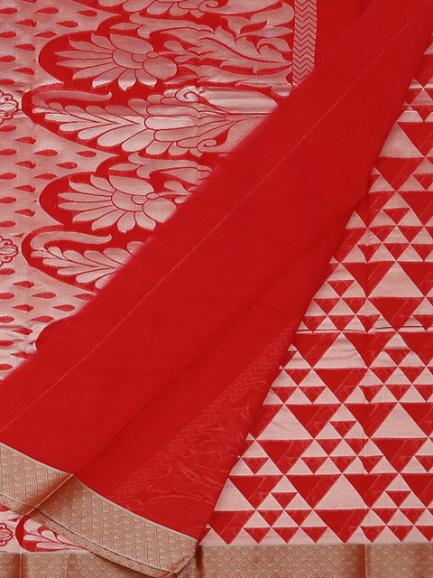 

Pothys Red & Silver-Coloured Silk Cotton Woven Design Saree