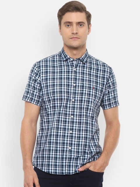 

Louis Philippe Jeans Men Blue & Off-White Slim Fit Checked Casual Shirt