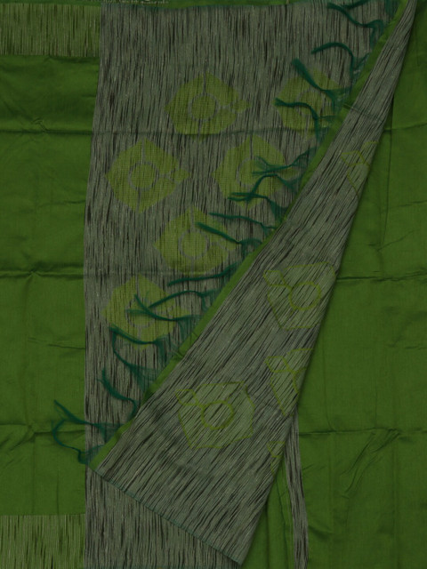 

Pothys Olive Green Solid Jute Silk Saree
