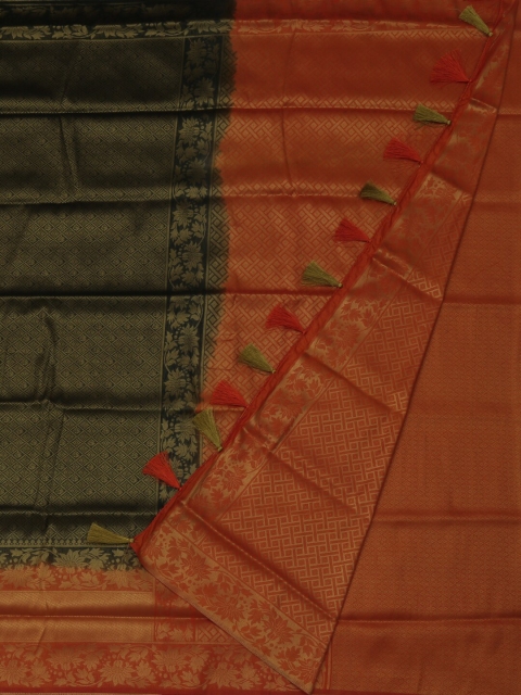 

Pothys Black & Orange Jute Silk Woven Design Saree