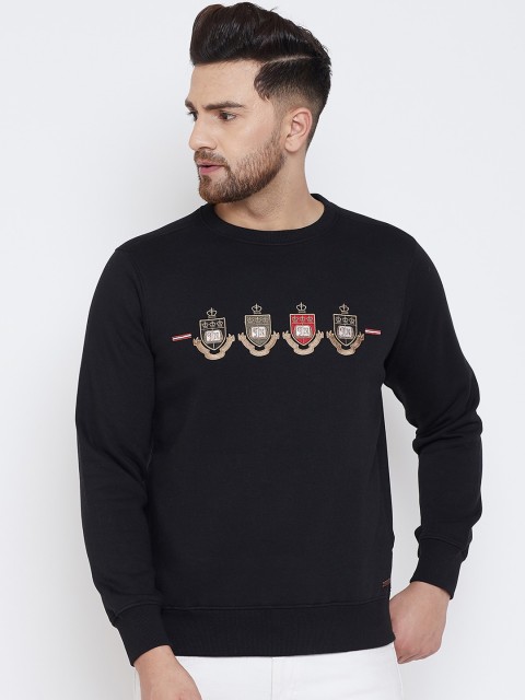 

98 Degree North Men Black Solid Sweatshirt
