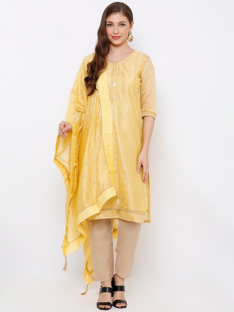 

SALWAR STUDIO Yellow Pure Cotton Unstitched Dress Material