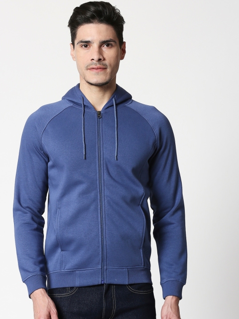

Bewakoof Men Blue Solid Hooded Sweatshirt