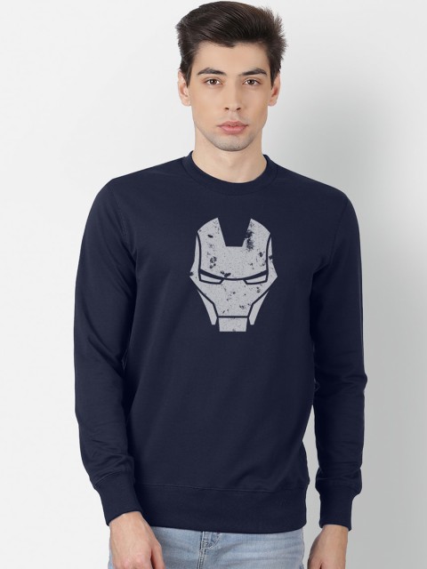 

Free Authority Iron Man Print Crew Neck Navy Sweatshirt for Men, Navy blue