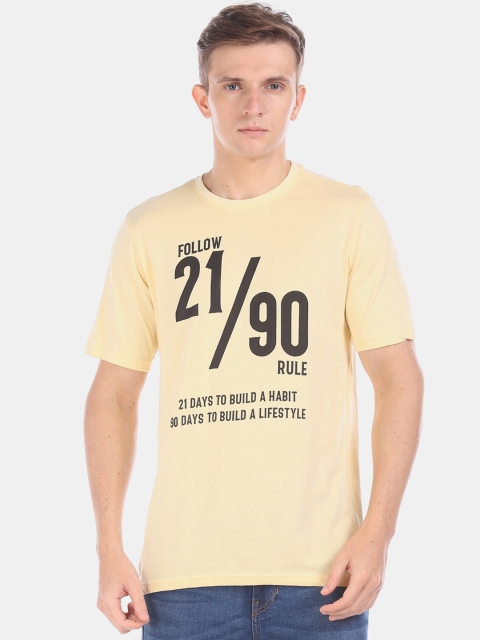 

Colt Men Yellow Printed Round Neck T-shirt