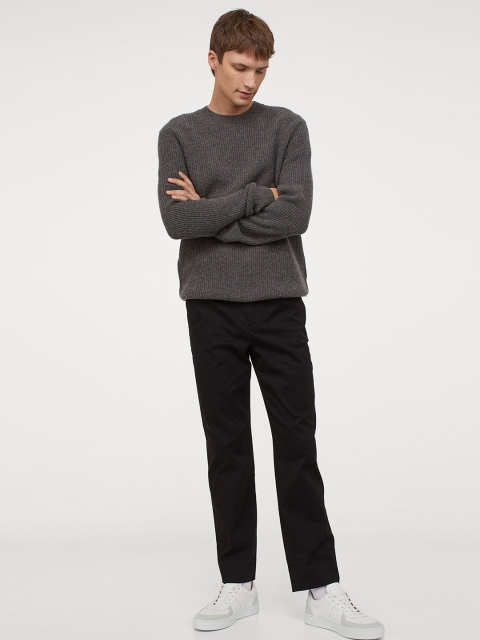 

H&M Men Black Cotton Chinos Regular Fit