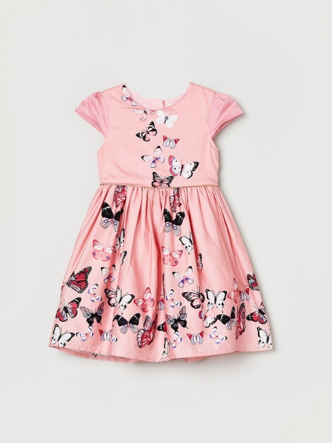 

max Girls Pink Printed Fit and Flare Dress