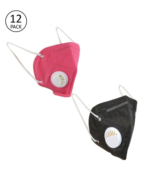 

OOMPH Unisex 12 Pcs Anti-Pollution 5-Layer Reusable Valved KN95 Masks, Pink