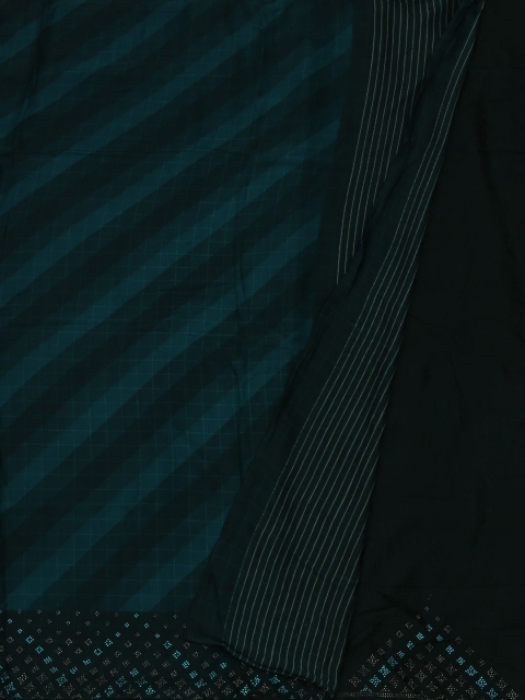 Pothys Blue & Green Poly Georgette Striped Saree