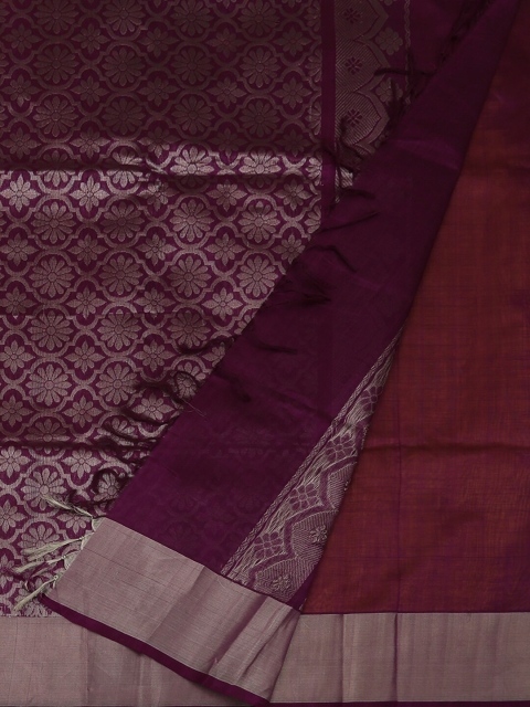 

Pothys Yellow & Burgundy Cotton Blend Woven Design Saree