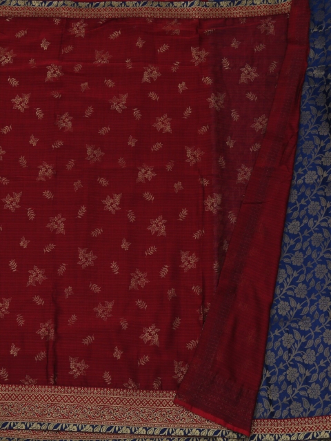 

Pothys Maroon & Navy Blue Poly Georgette Woven Design Saree