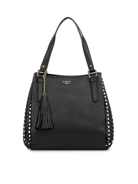 

Eske Black Textured Genuine Leather Shoulder Bag