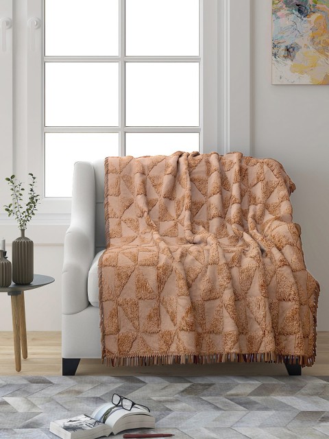 

Saral Home Set of 2 Beige & Pink Self Design 4 Seater Tufted Sofa Throw