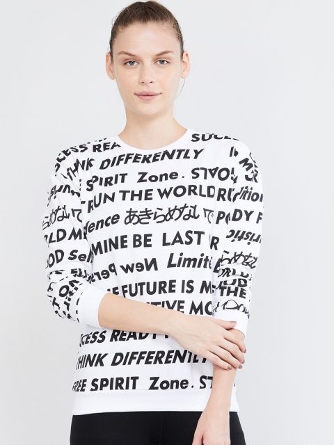 

max Women White & Black Printed Sweatshirt
