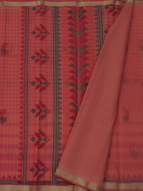 

Pothys Peach-Coloured Embroidered Cotton Blend Saree
