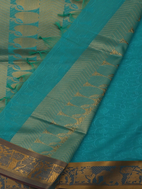 

Pothys Blue Woven Design Silk Cotton Saree