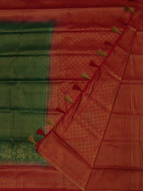 

Pothys Green & Orange Jute Silk Woven Design Saree