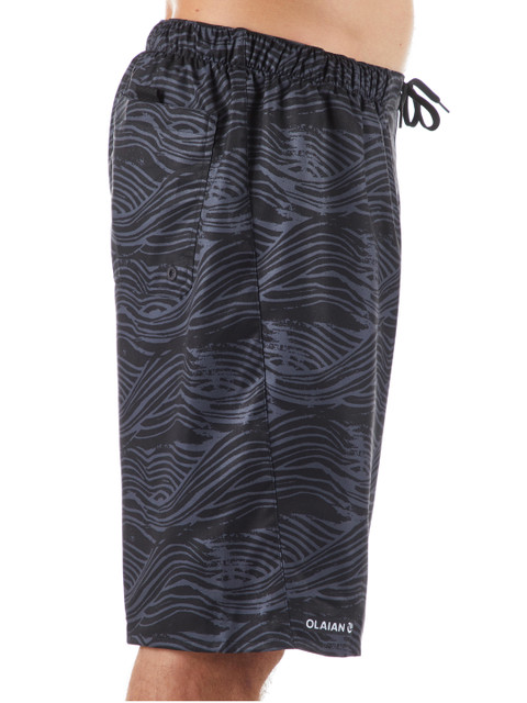 

OLAIAN By Decathlon Men Black Printed Regular Fit Surfing Shorts