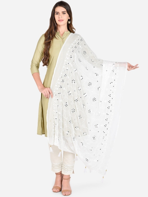 

Dupatta Bazaar White Embroidered Chiffon Dupatta