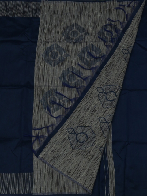 

Pothys Navy Blue Solid Jute Silk Saree