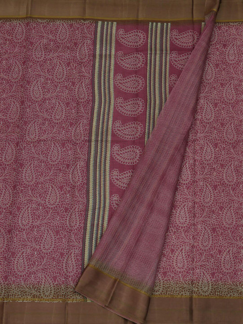 

Pothys Pink Printed Linen Blend Saree