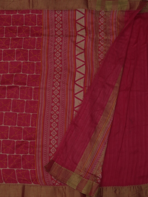

Pothys Pink Printed Jute Silk Saree