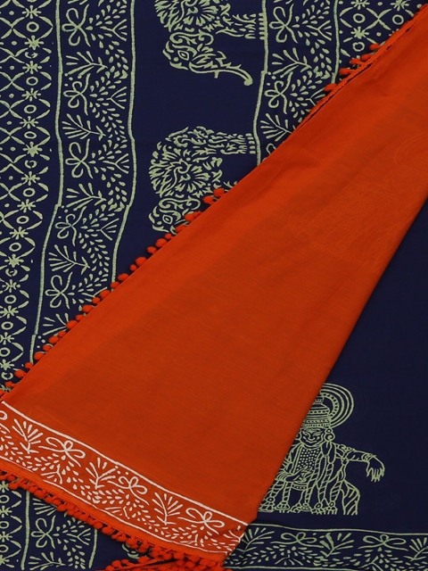 

Pothys Navy Blue Printed Pure Cotton Saree