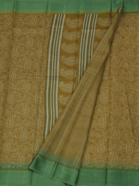 

Pothys Green & Yellow Linen Blend Printed Saree