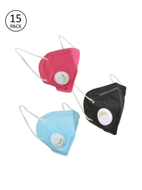 

OOMPH Unisex 15 Pcs Anti-Pollution 5-Layer Reusable Valved KN95 Masks, Blue