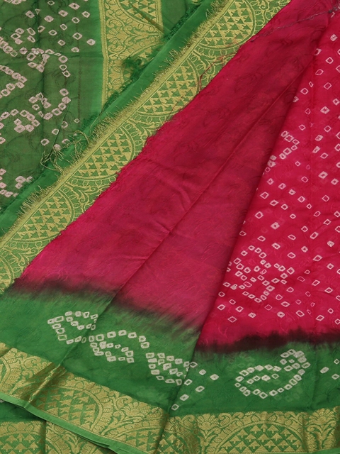

Pothys Pink & Green Art Silk Printed Saree