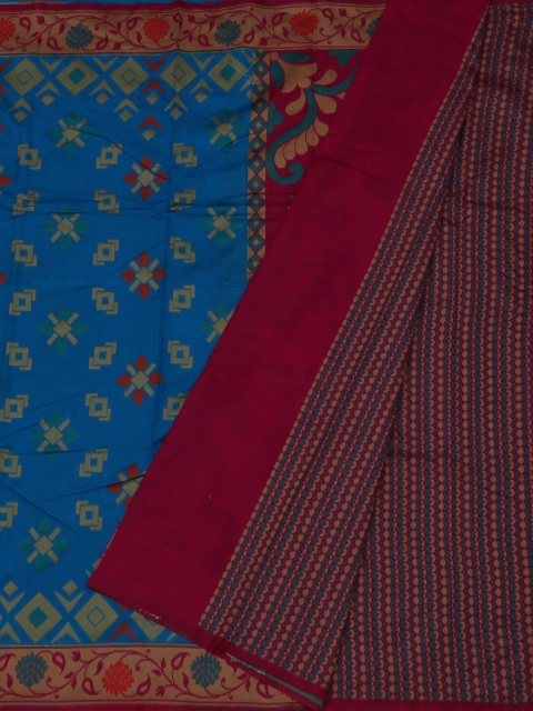 

Pothys Blue & Red Jute Silk Woven Design Saree