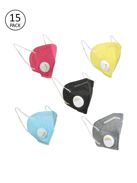 

OOMPH Unisex Pack of 15 Multicoloured 5-Ply Reusable N95/KN95 Masks, Multi