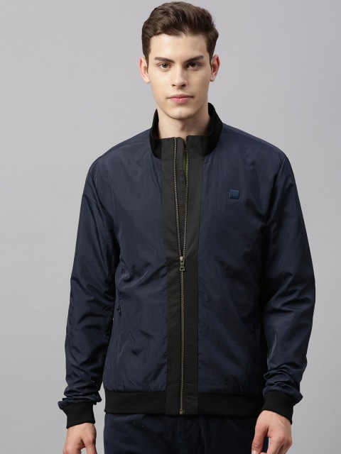 

RARE RABBIT Men Blue Solid Insulator Bomber