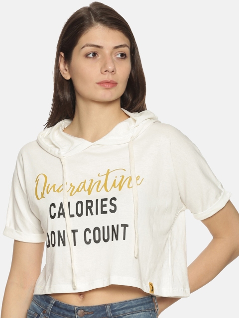 

Campus Sutra Women White Printed Crop Top
