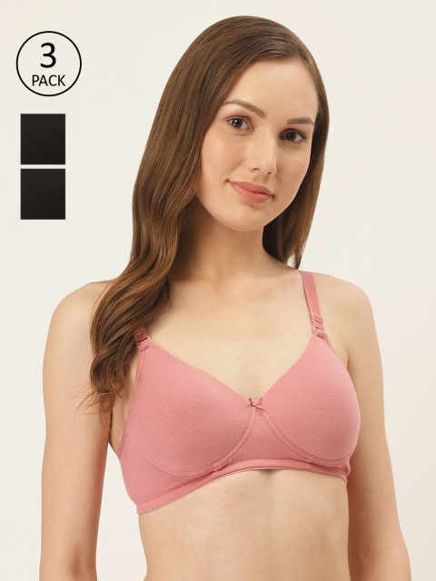 

Inner Sense Pack of 3 Organic Cotton Antimicrobial Wire-Free Padded Sustainable Bra ISB068, Pink