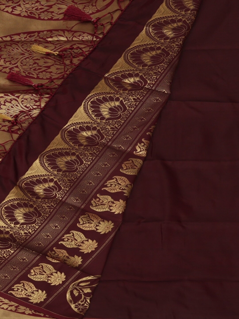 Pothys Blue & Brown Art Silk Woven Design Saree