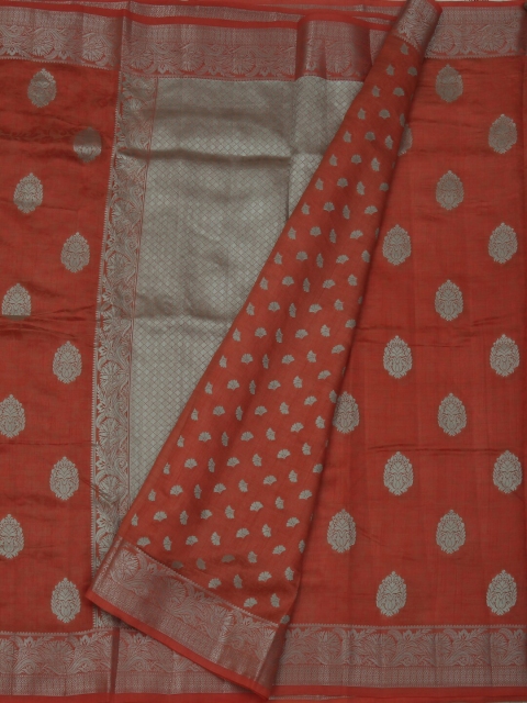 

Pothys Peach-Coloured Woven Design Jute Silk Saree
