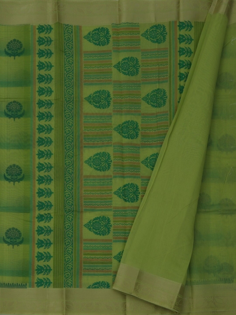 

Pothys Green Printed Cotton Blend Saree