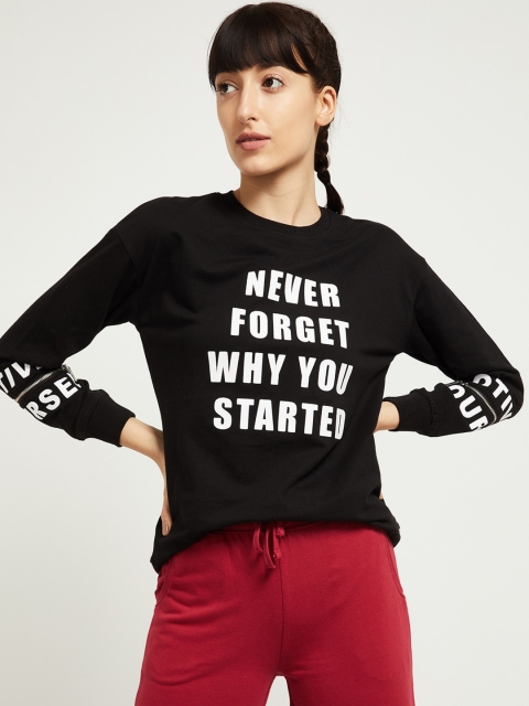 

max Women Black Printed Sweatshirt