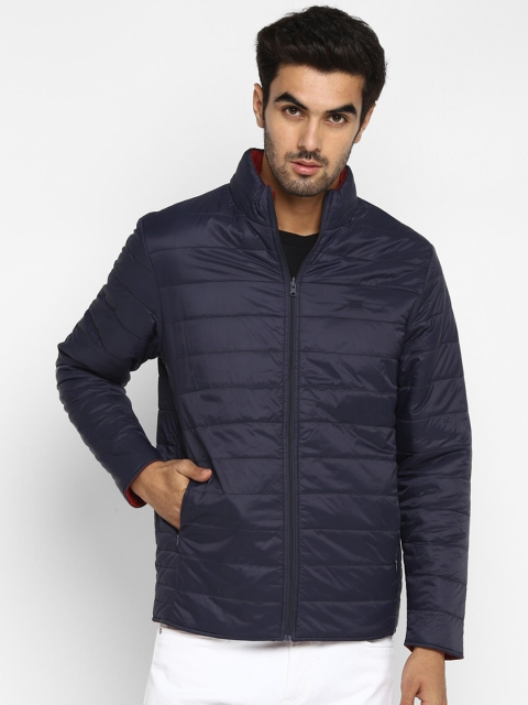 

METTLE Men Navy Blue Solid Reversible Padded Jacket