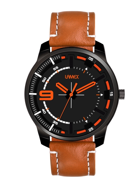 

LAMEX Men Black & Tan Brown Analogue Leather Watch 10647-PHONIXDLX-BLK-BR